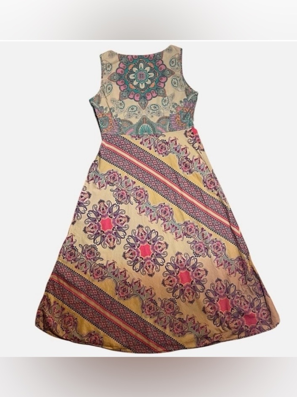 Sundance Cotton Floral Mandala Empire Waist Maxi Sundress, Size 4
